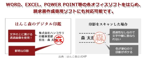 はんこ森の電子印鑑は透過処理済み